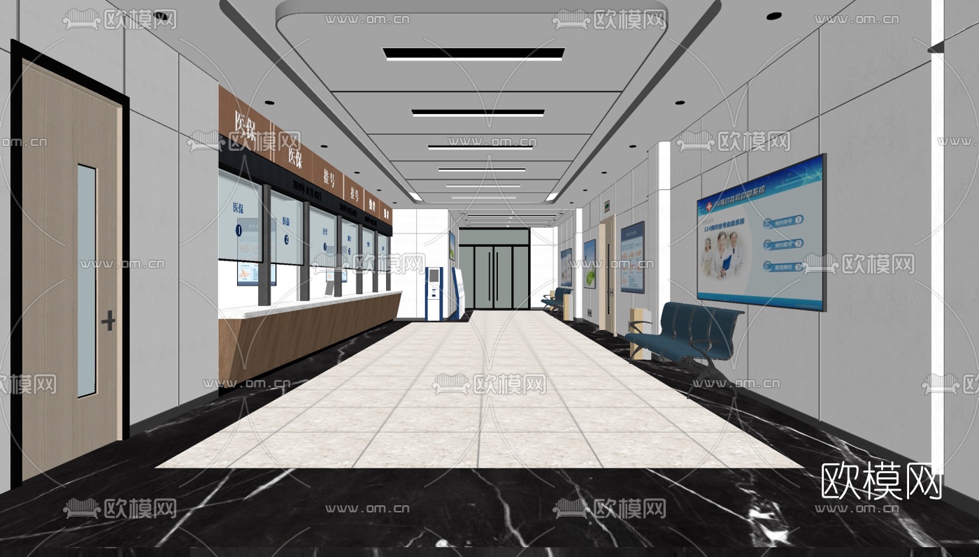 现代医院大厅su模型下载（渲染图2）