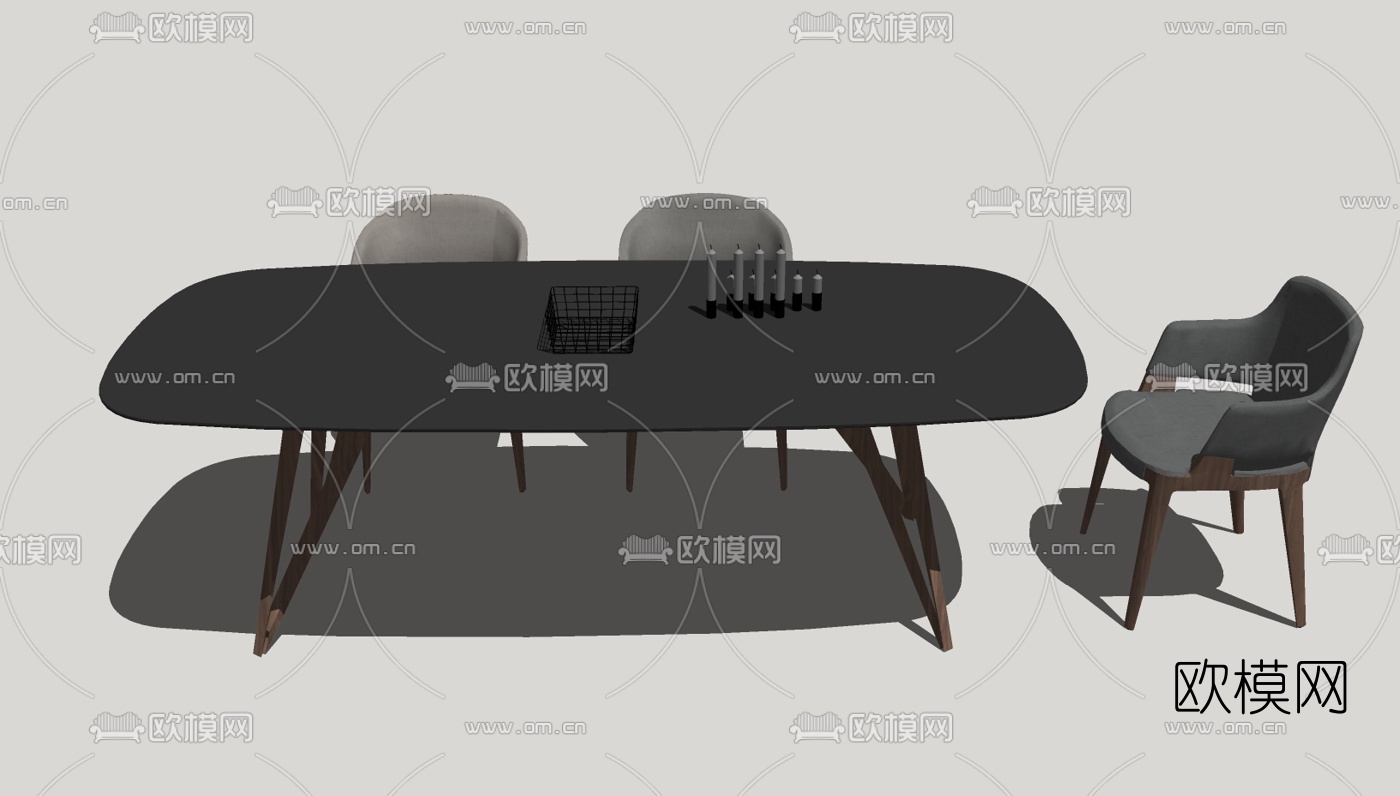 北欧桌椅组合免费su模型下载