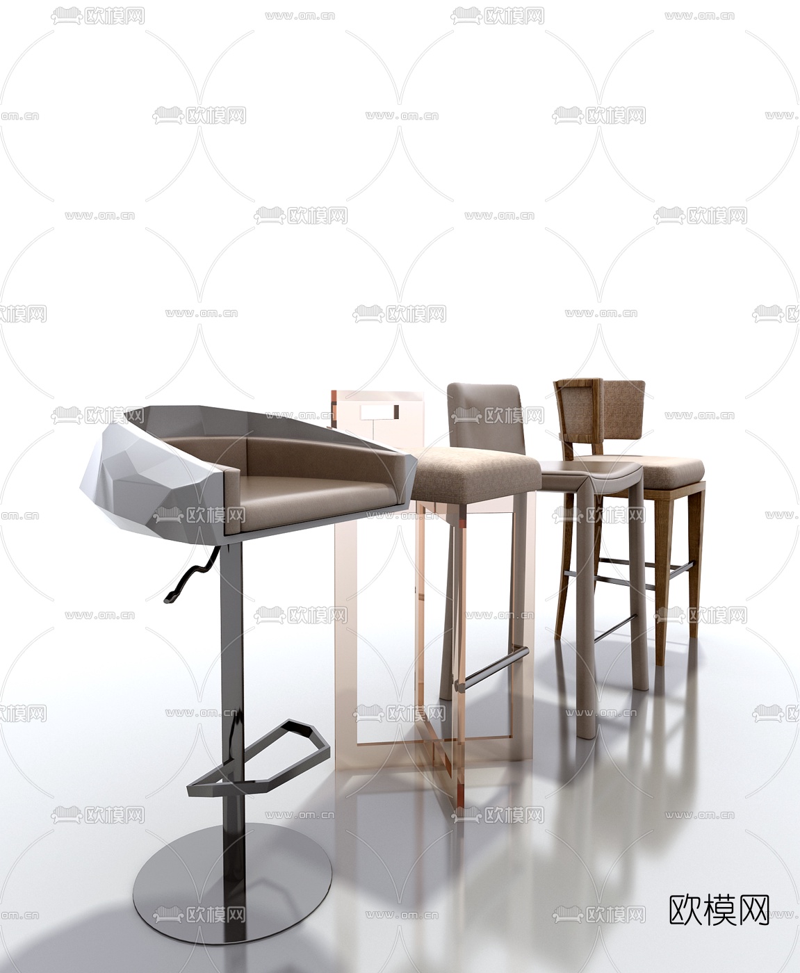 北欧吧台椅3D模型
