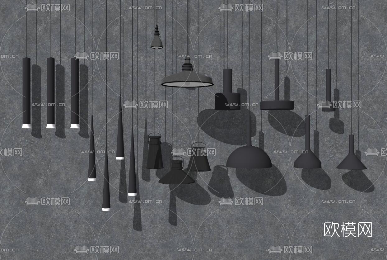 现代金属吊灯su模型下载（渲染图2）