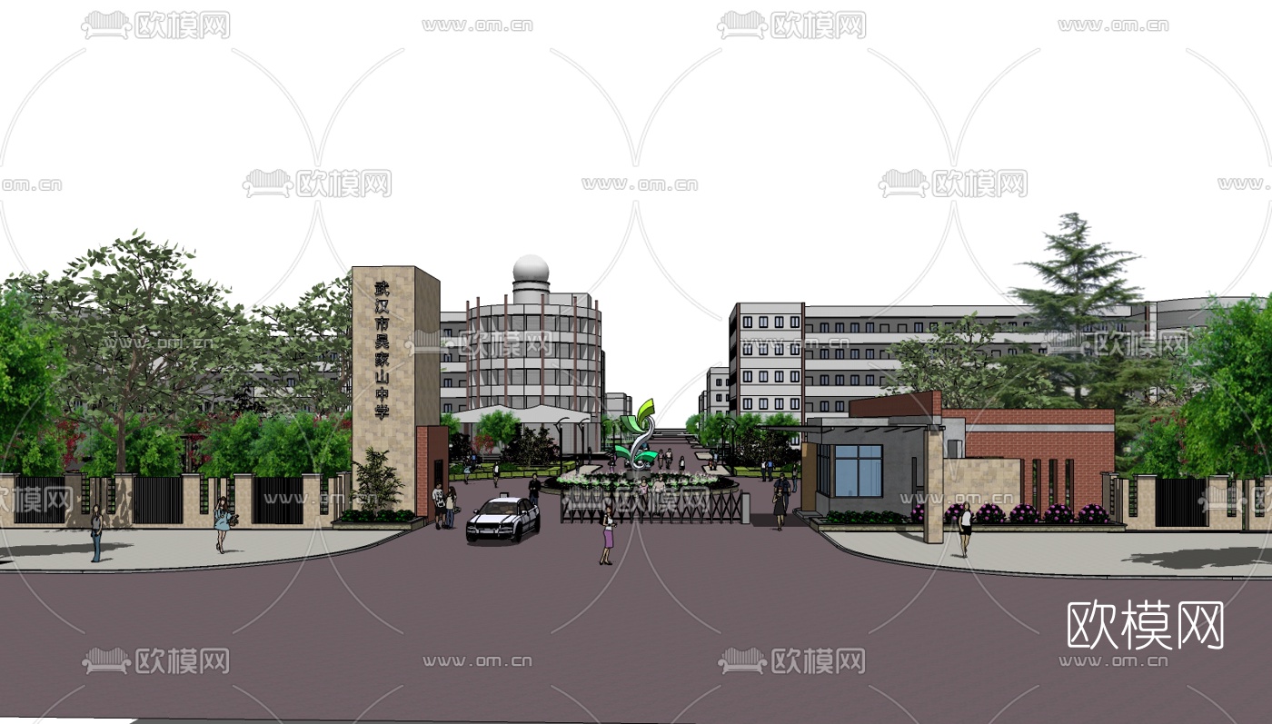 现代学校规划su模型下载（渲染图2）