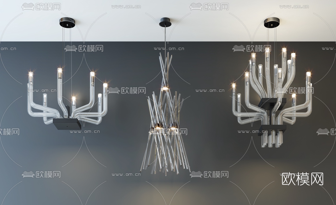  现代时尚吊灯组合3D模型