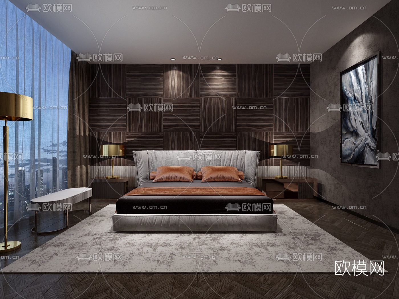 后现代卧室3D模型下载