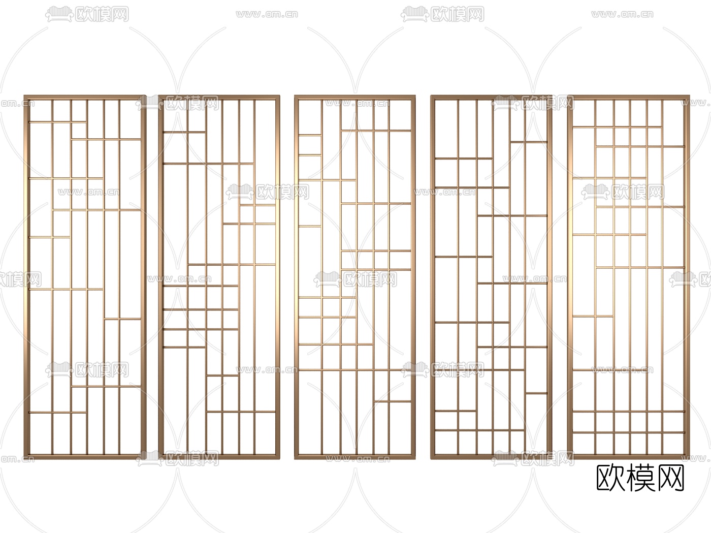 新中式金属屏风隔断3d模型下载