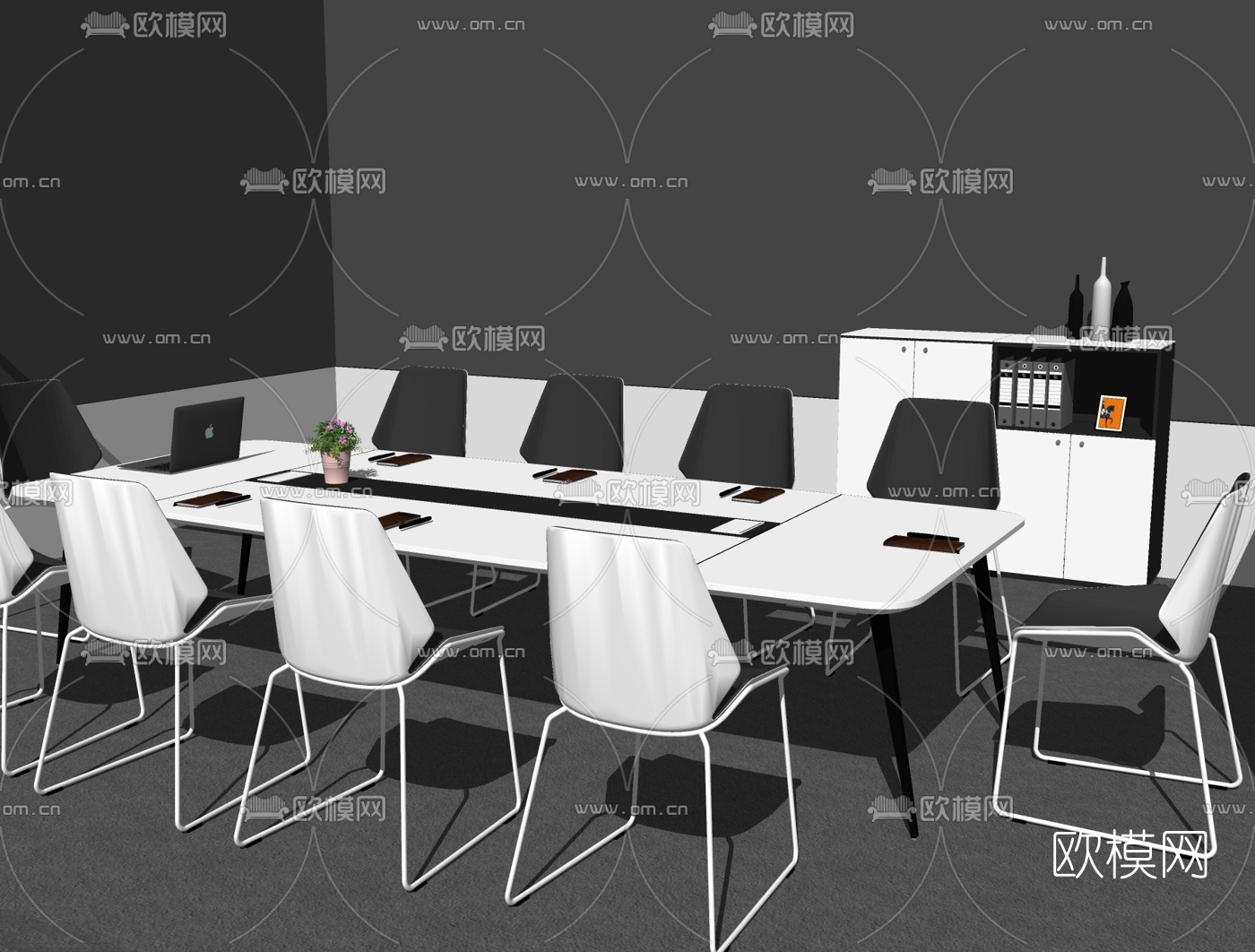 现代简约会议桌椅su模型下载