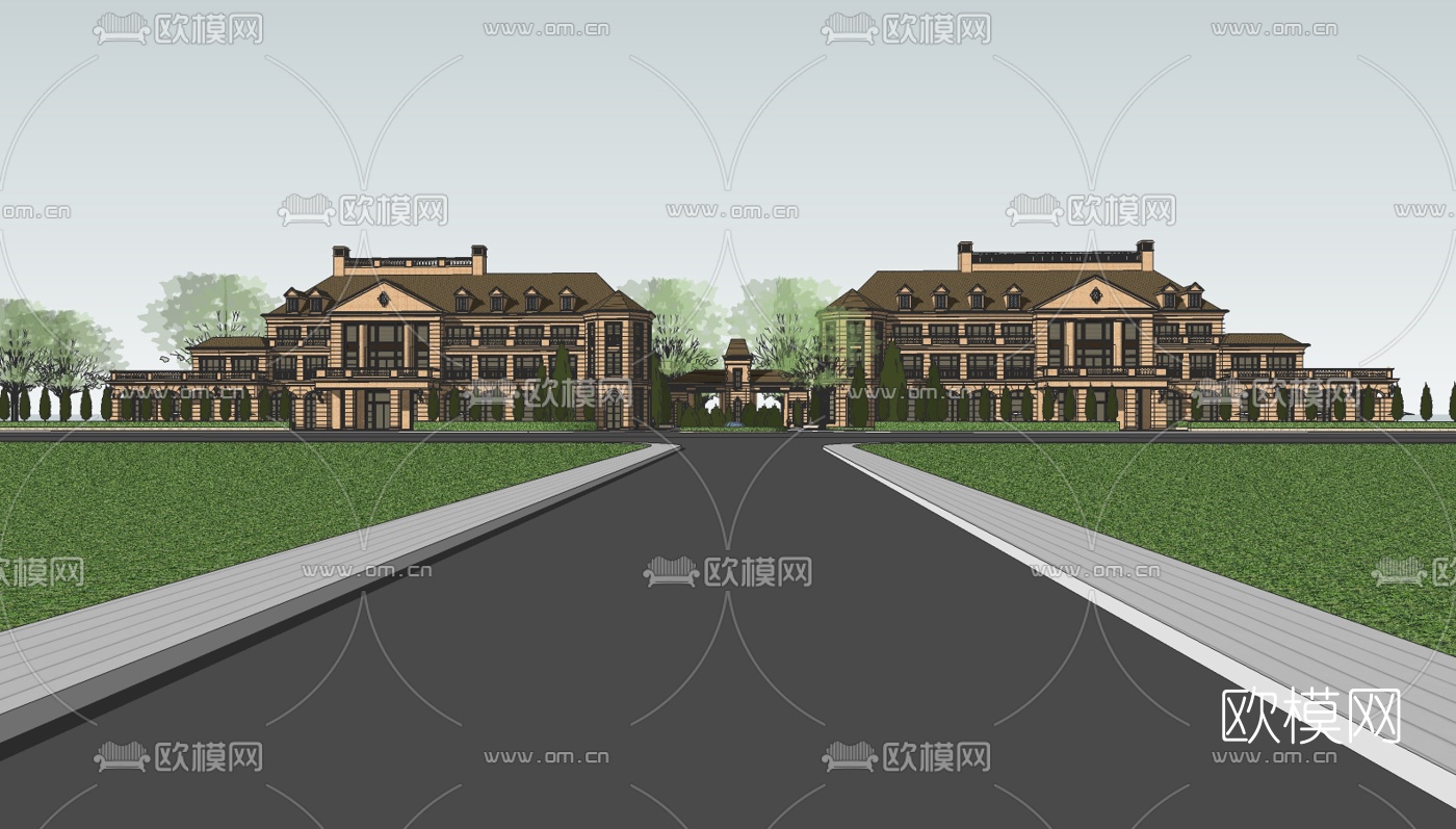 欧式酒店su模型下载（渲染图1）
