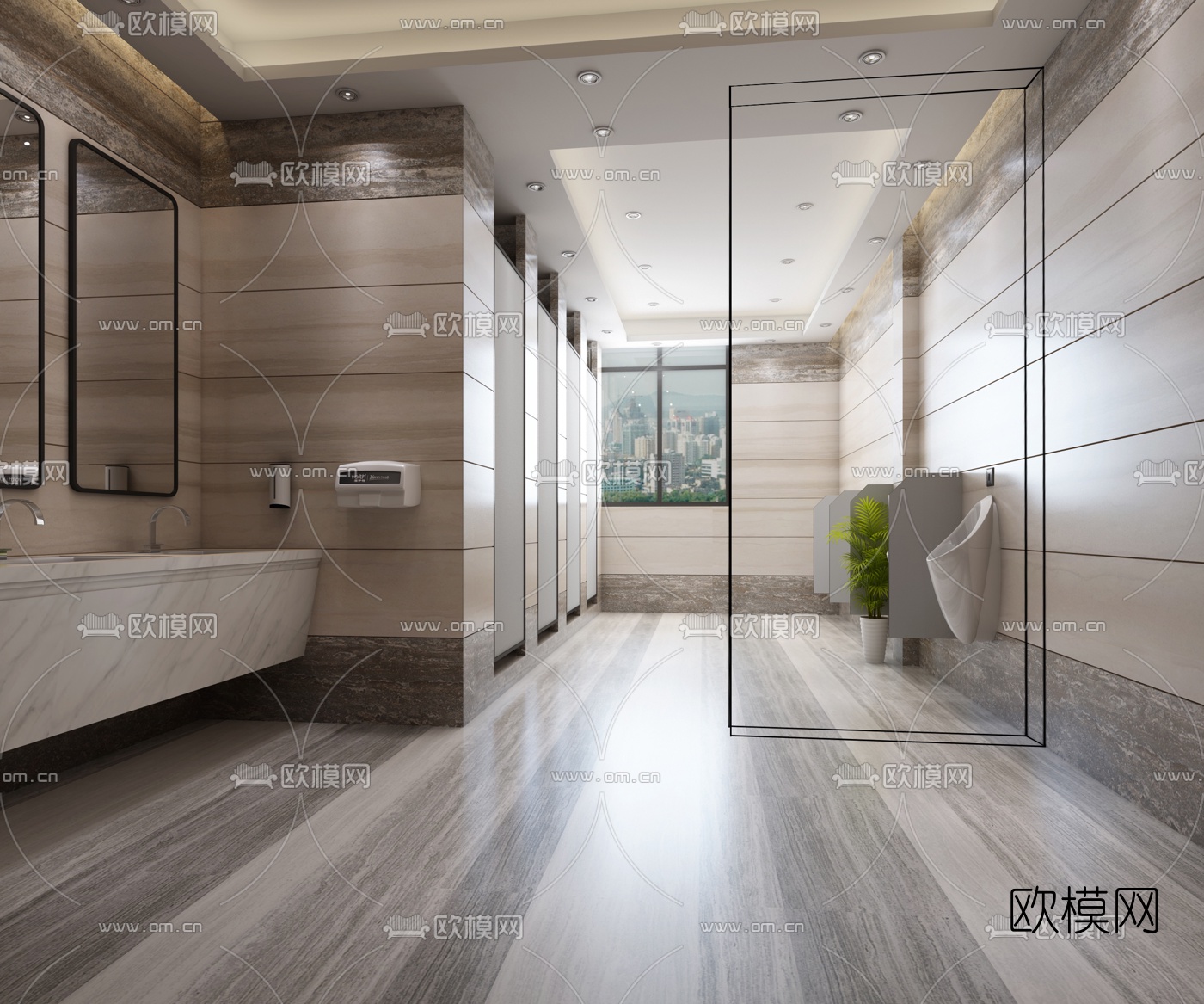 现代公共卫生间3D模型-免费3dmax模型库-欧模网