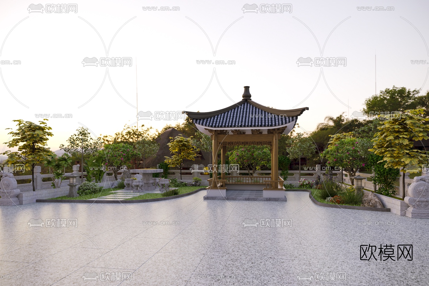 中式园林景观3d模型