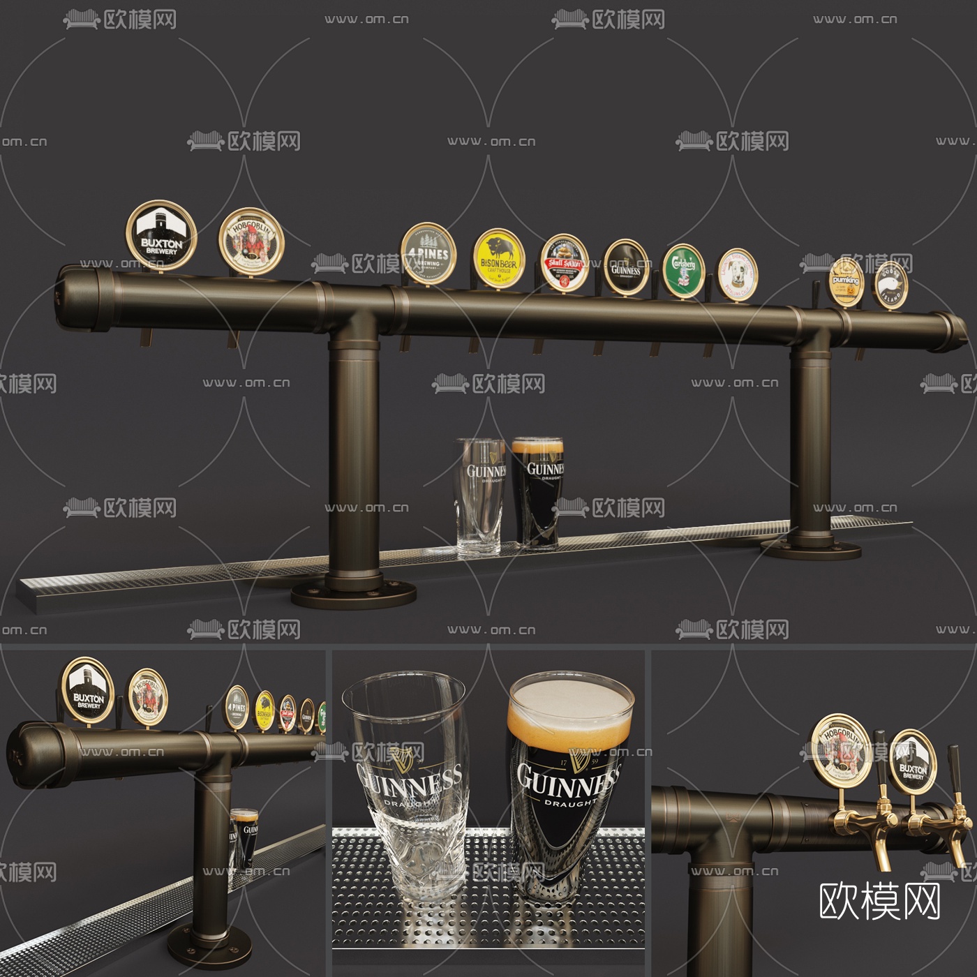 工业风酒吧接酒装饰架3d模型下载