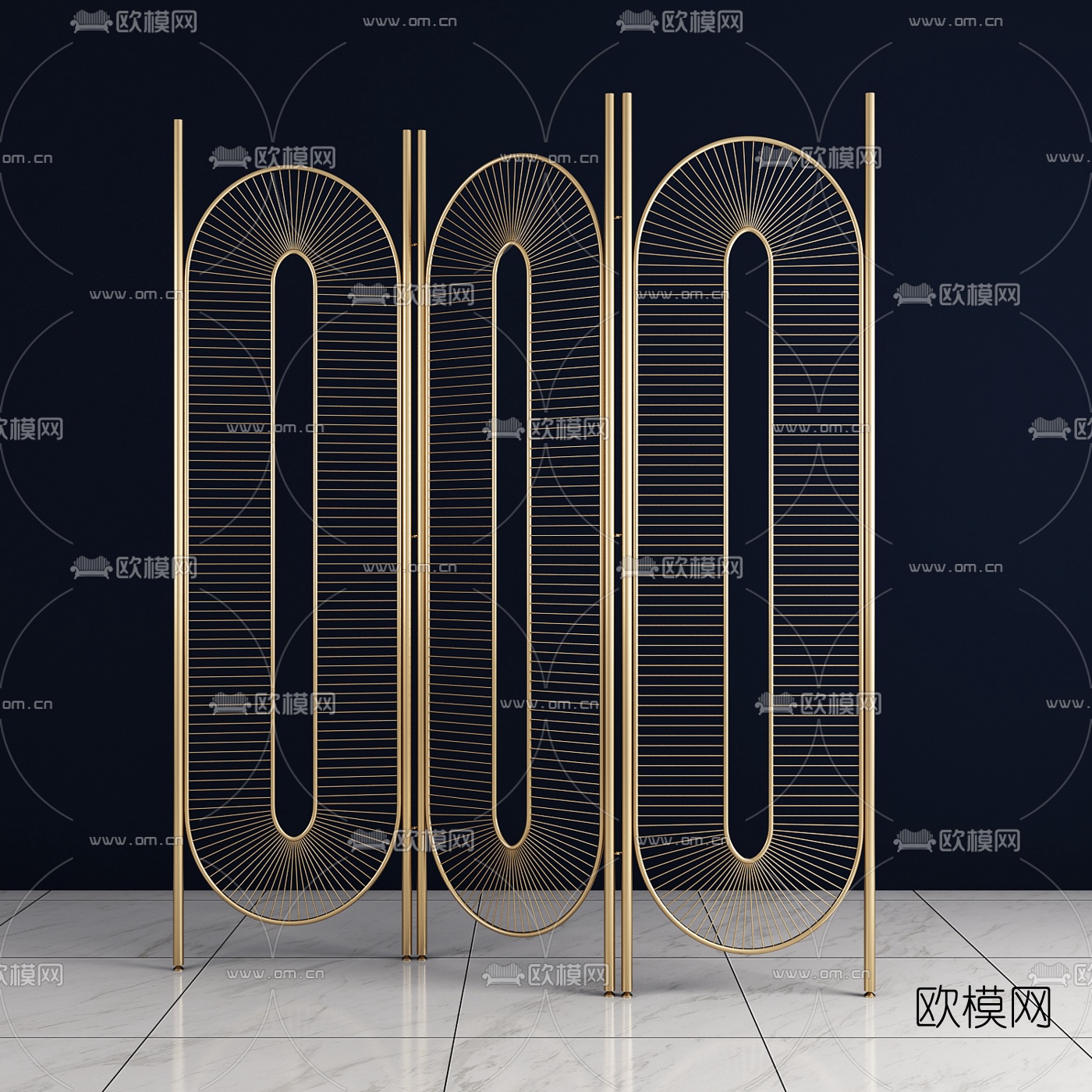 现代金属屏风3d模型下载
