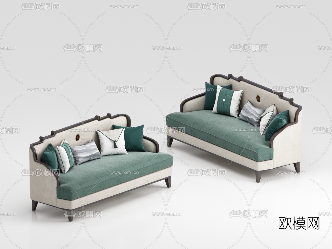 新中式双人沙发3d模型下载