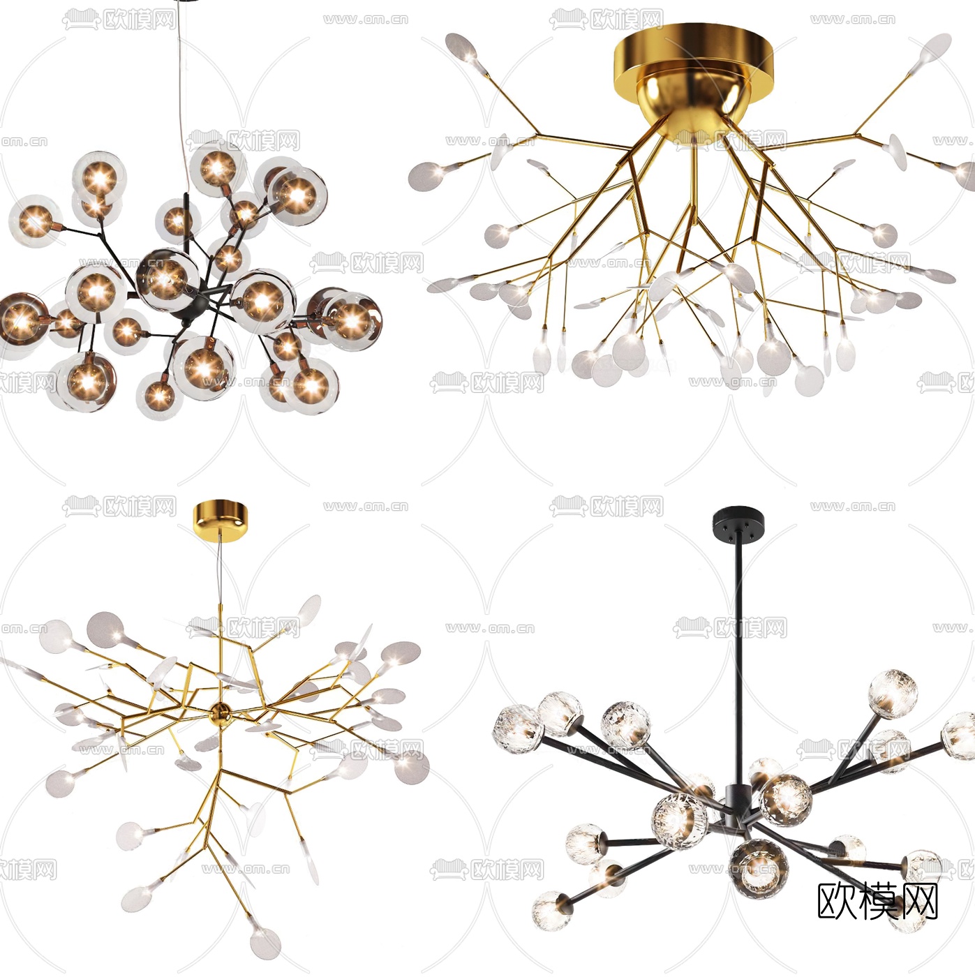 北欧玻璃枝形吊灯3d模型下载