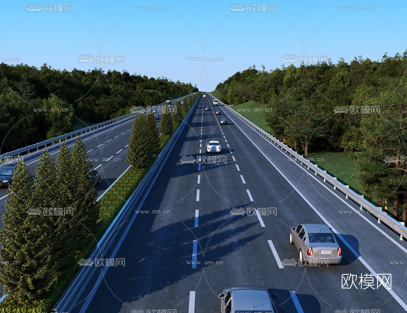 【道路3D模型】_现代绿道路3d模型下载_ID444745_免费3Dmax模型库 - 青模3d模型网