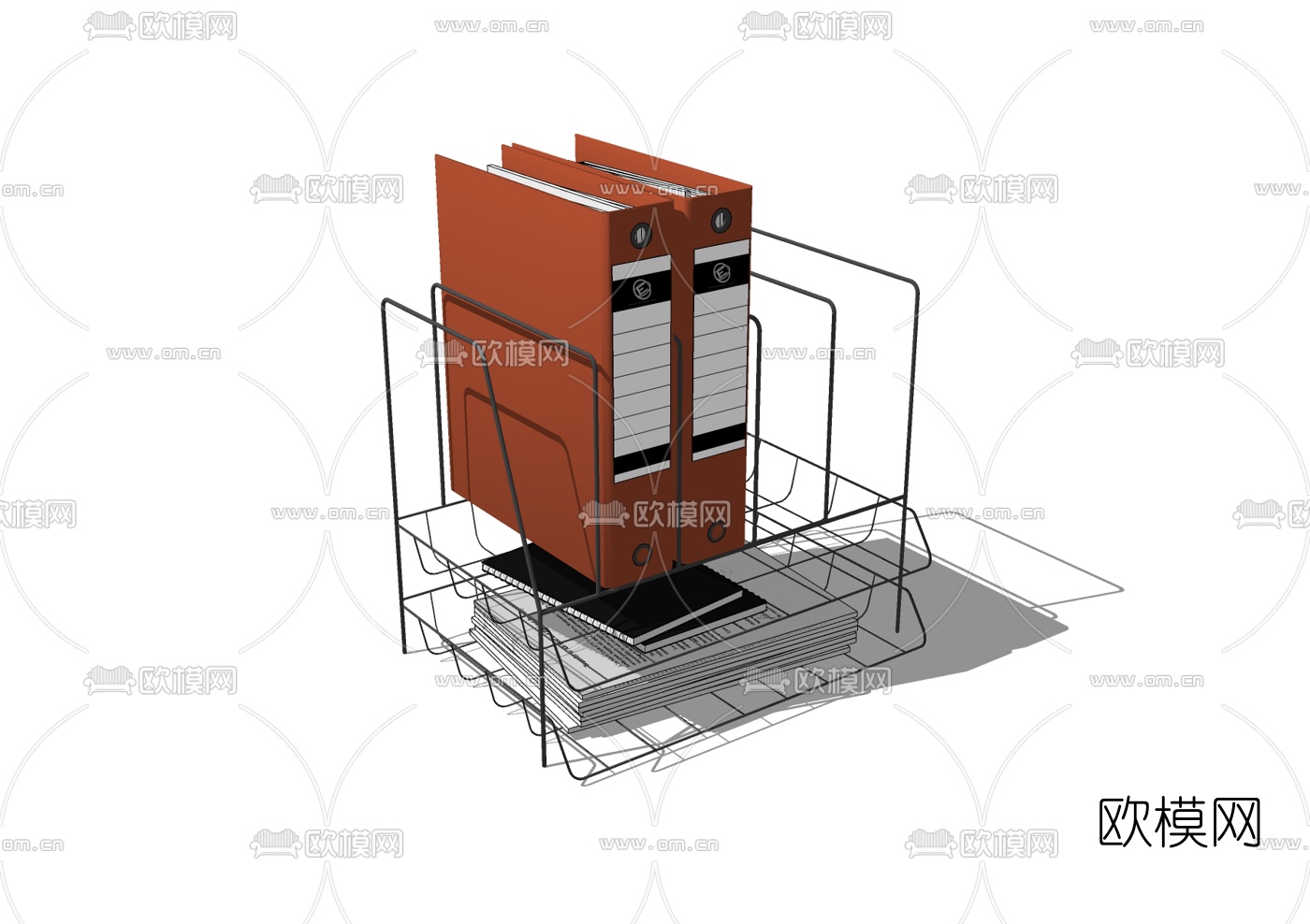 现代文件夹置物架免费su模型下载