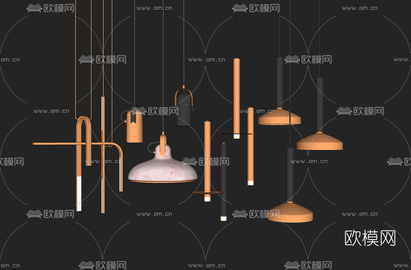 现代轻奢吊灯su模型下载（渲染图2）