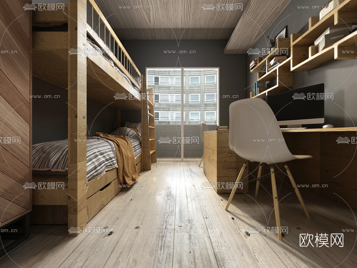 儿童床 上下铺的3D效果图表现|空间|室内设计|fei1762 - 原创作品 - 站酷 (ZCOOL)