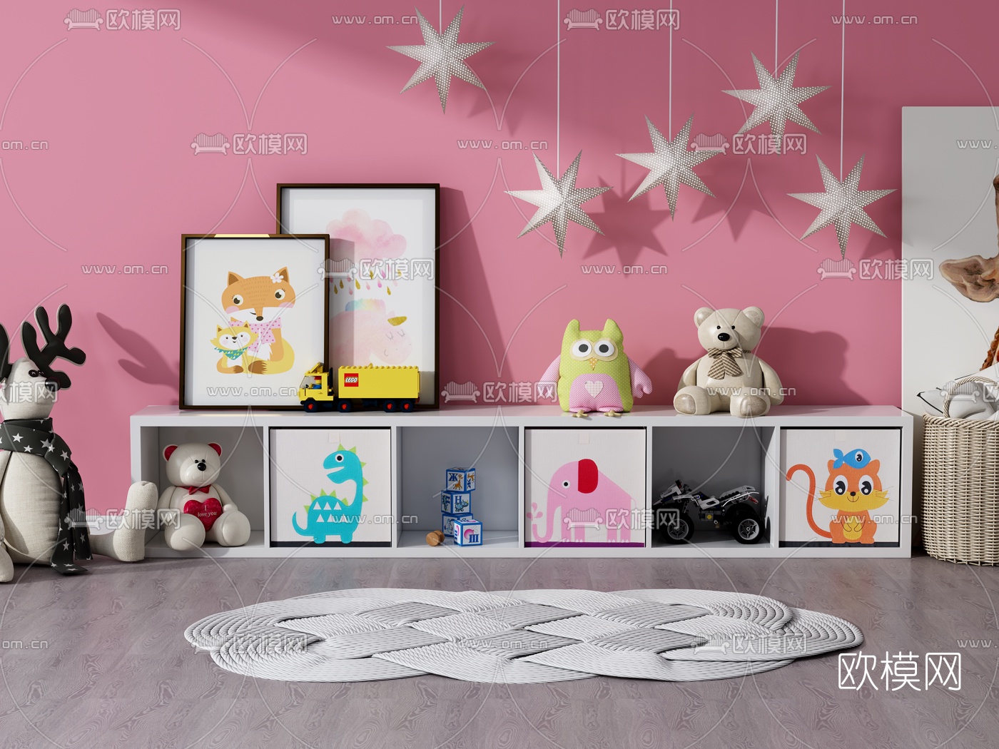 现代简约儿童柜3d模型下载