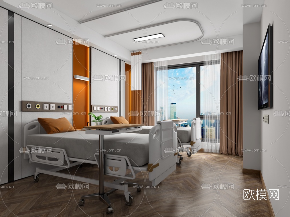 现代医院留观室病房3d模型-免费3dmax模型库-欧模网