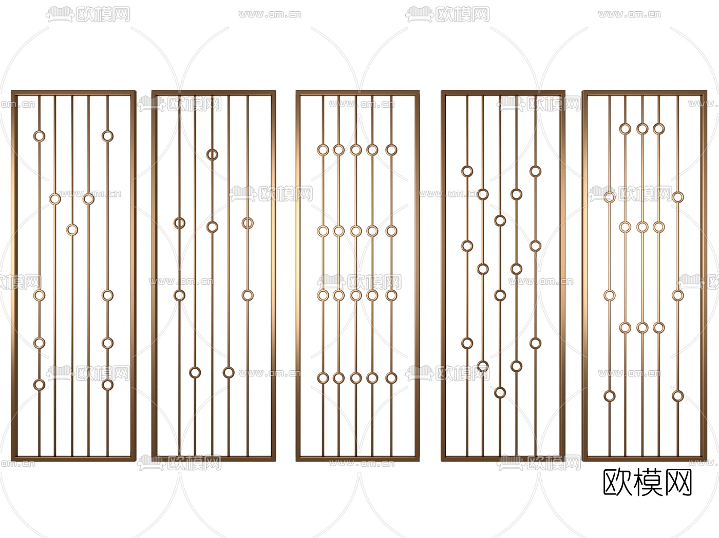 后现代金属屏风隔断组合3d模型下载