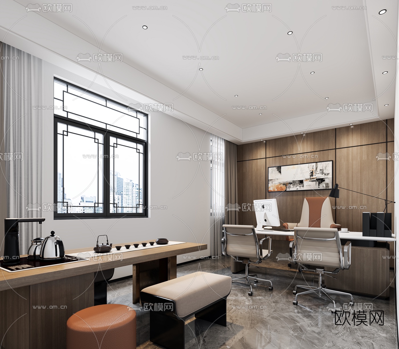 现代总经理室免费3d模型下载