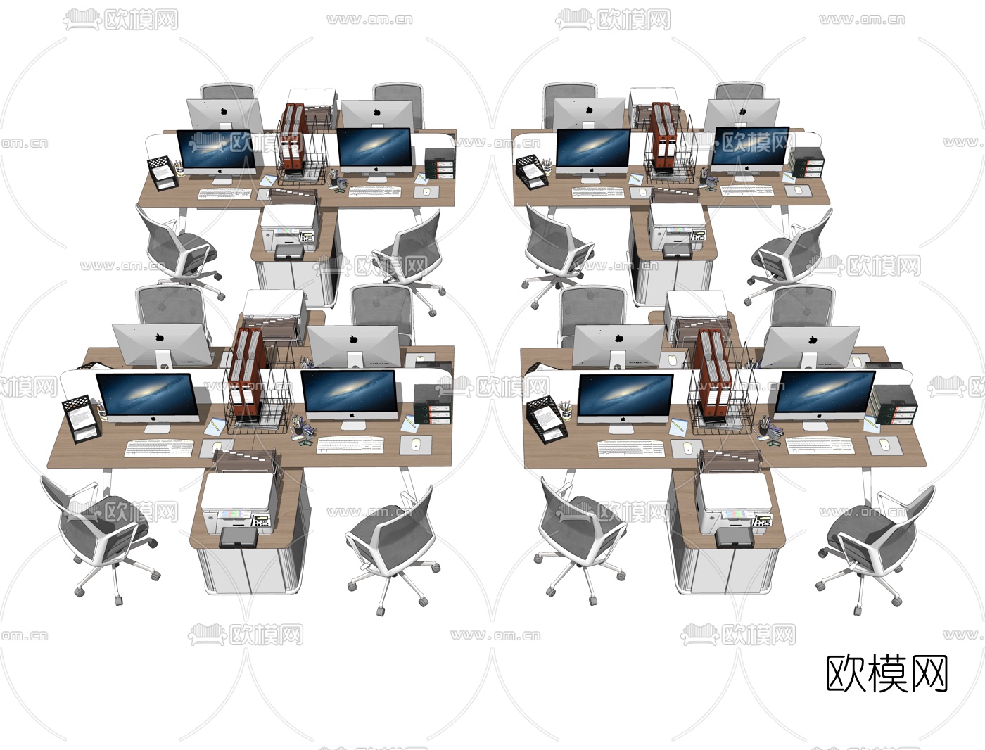 现代办公桌椅su模型下载（渲染图2）