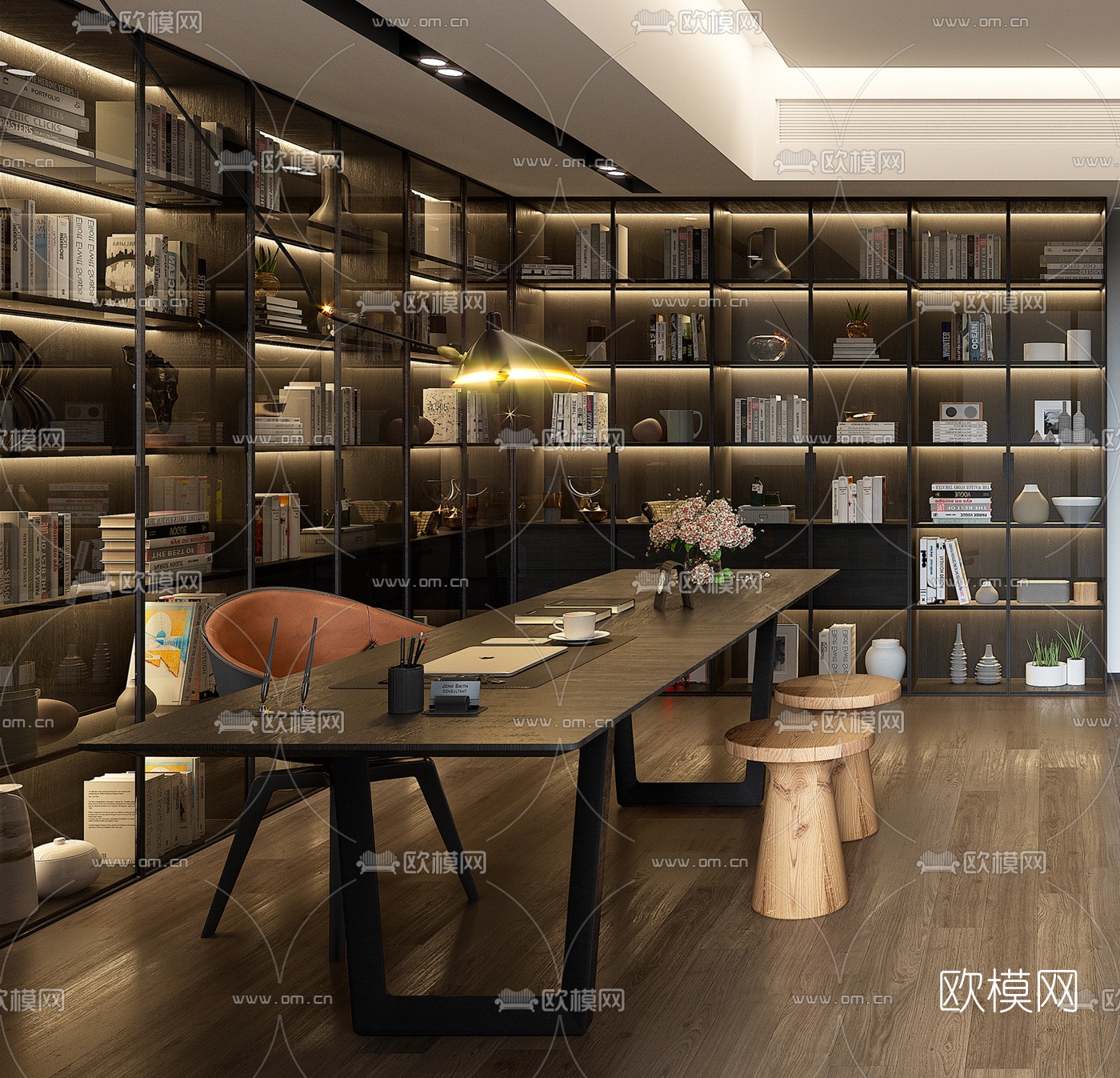 后现代港式书房3d模型