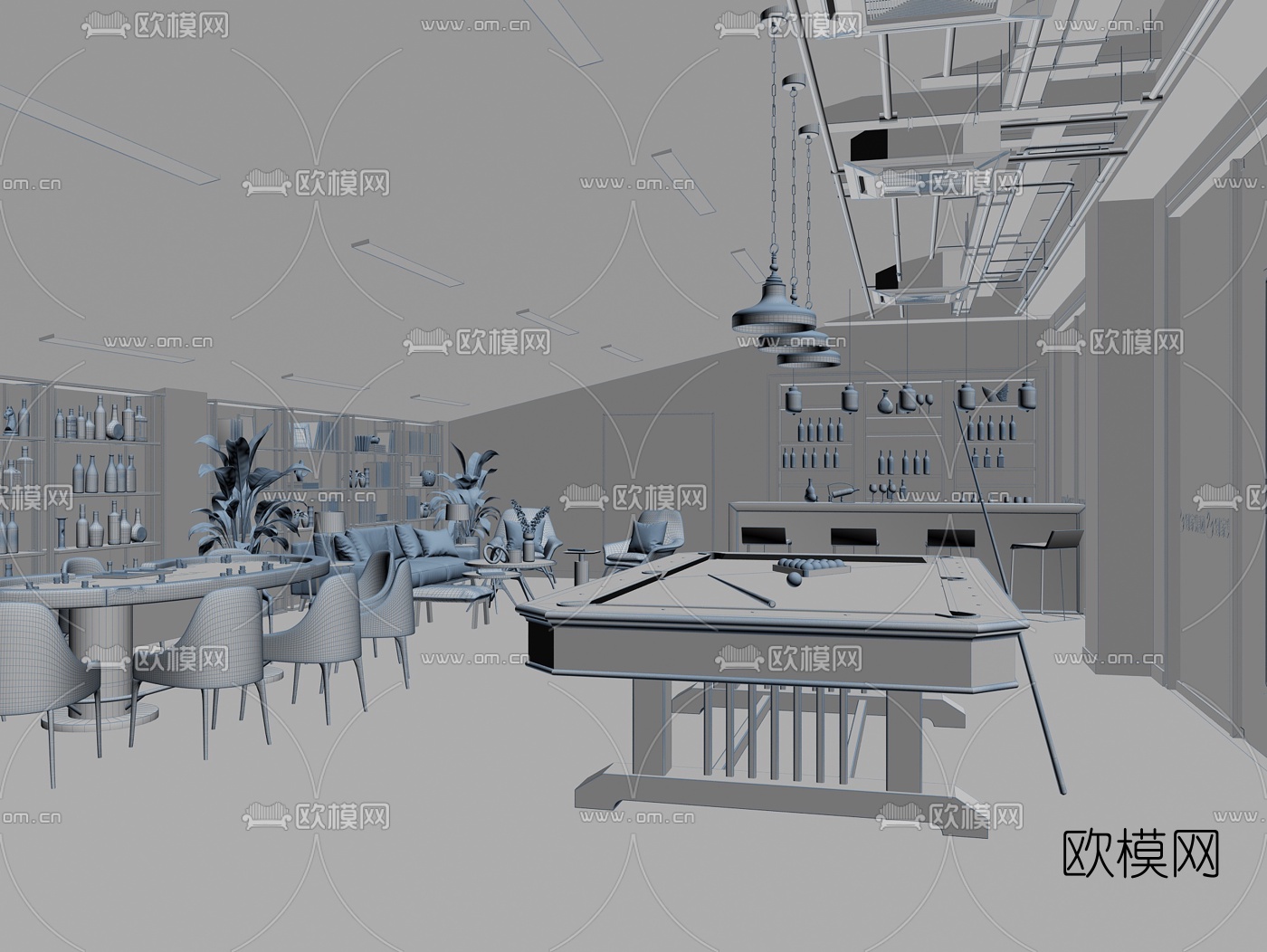现代办公休息室娱乐室3d模型