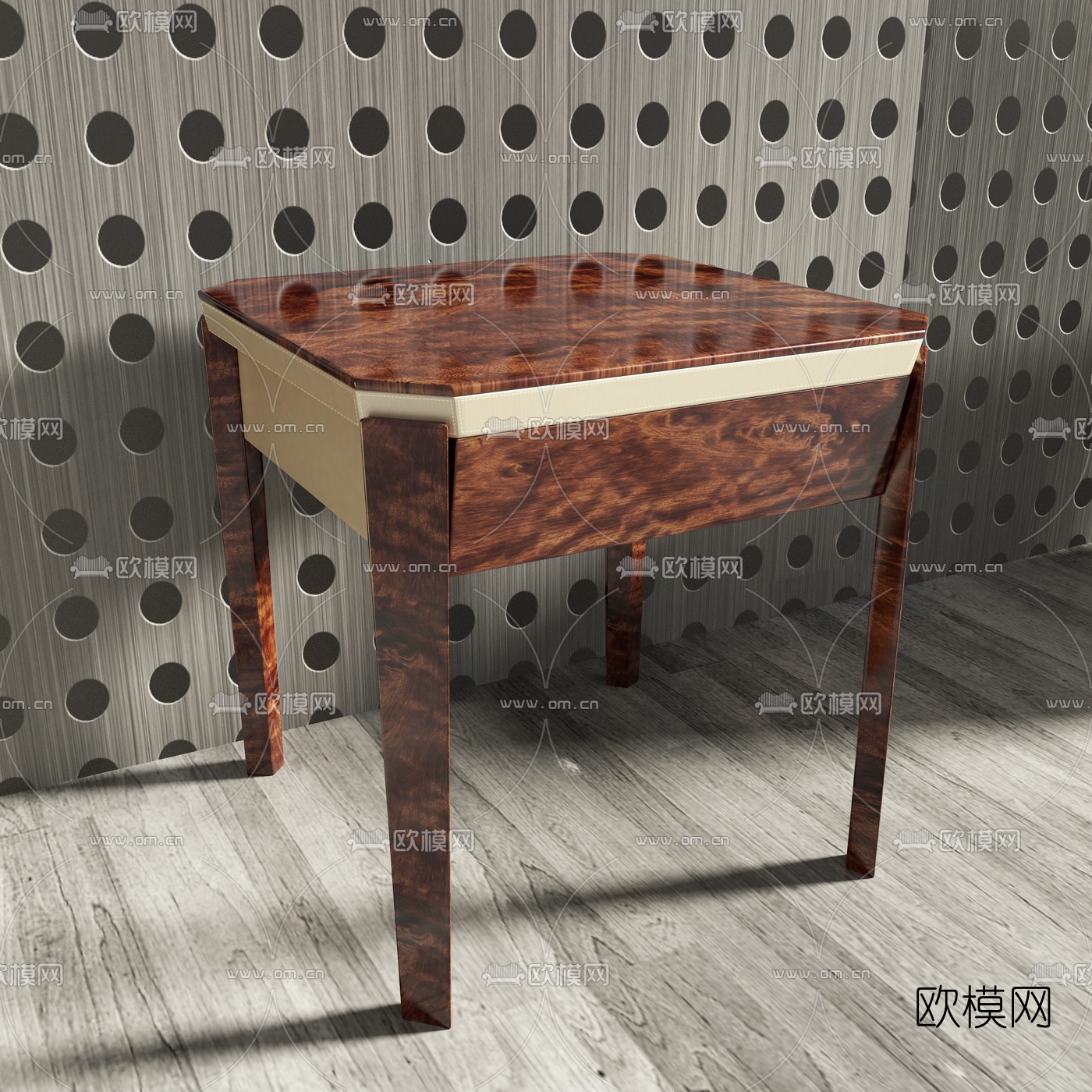 宾利现代实木床头柜组合3D模型下载（渲染图3）