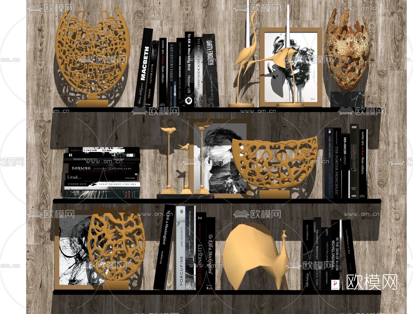 后现代金属摆件书籍组合su模型下载