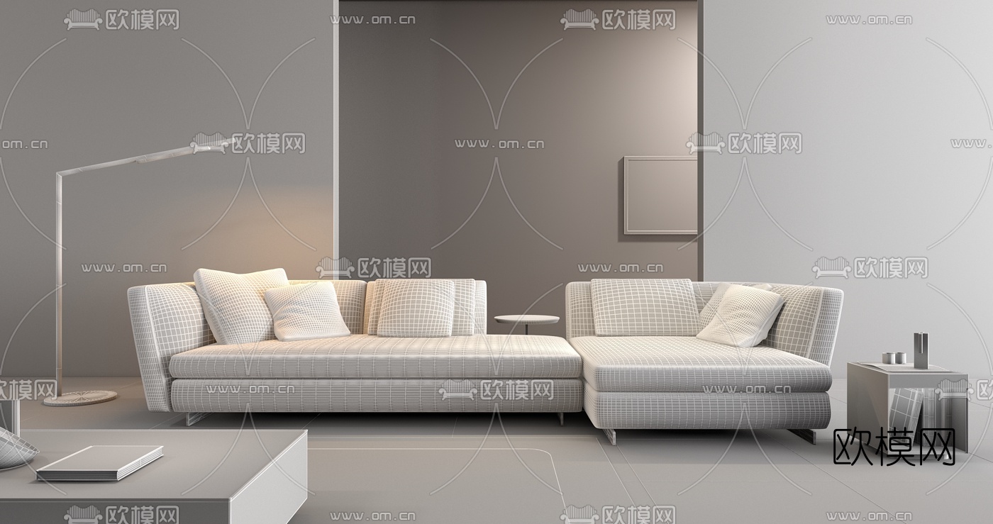 -Minotti品牌Seymour系列现代多人沙发组合3D模型