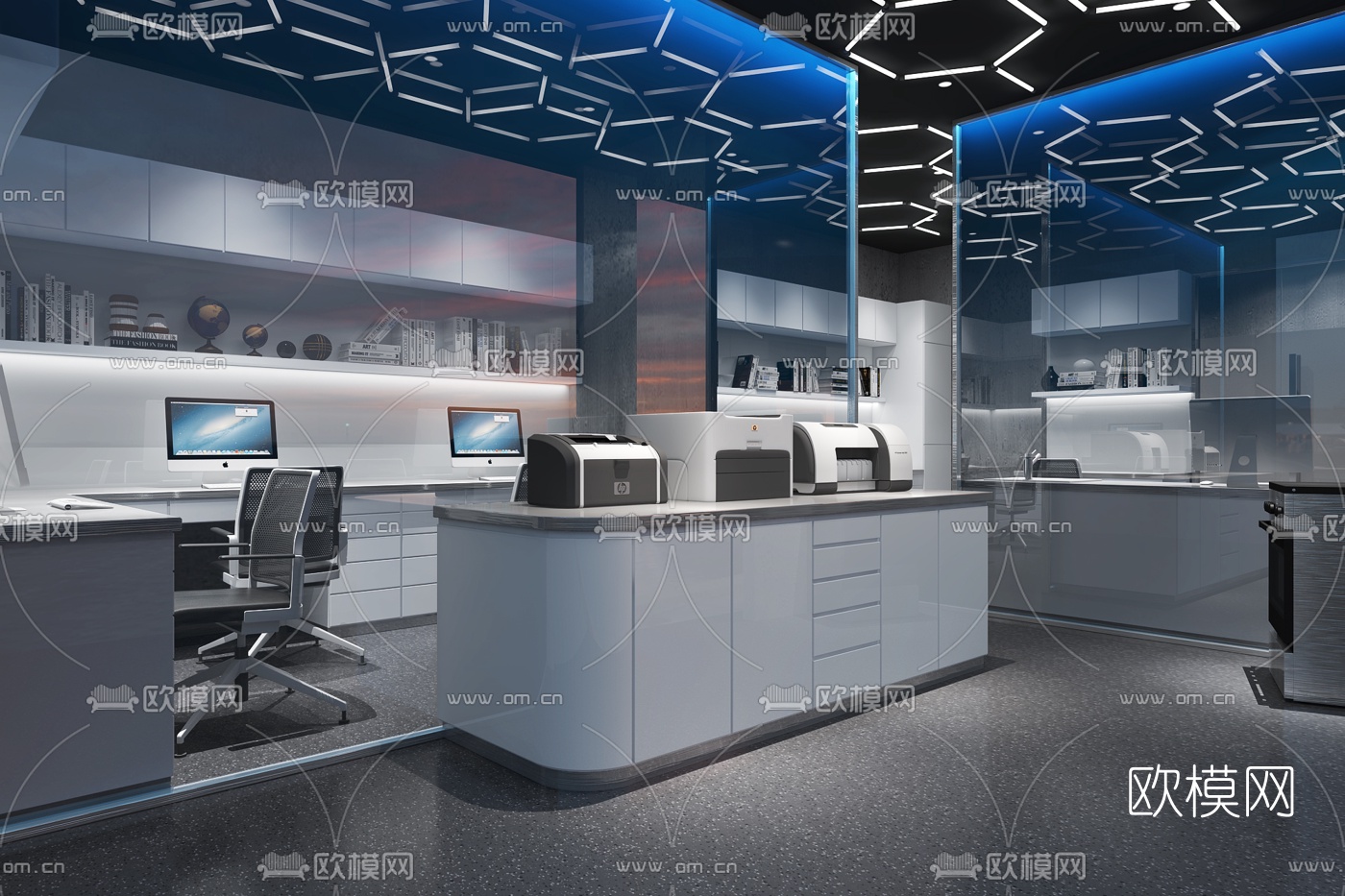 现代科技办公室办公区3d模型