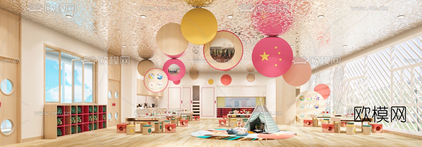 现代幼儿园课室3d模型下载（渲染图3）