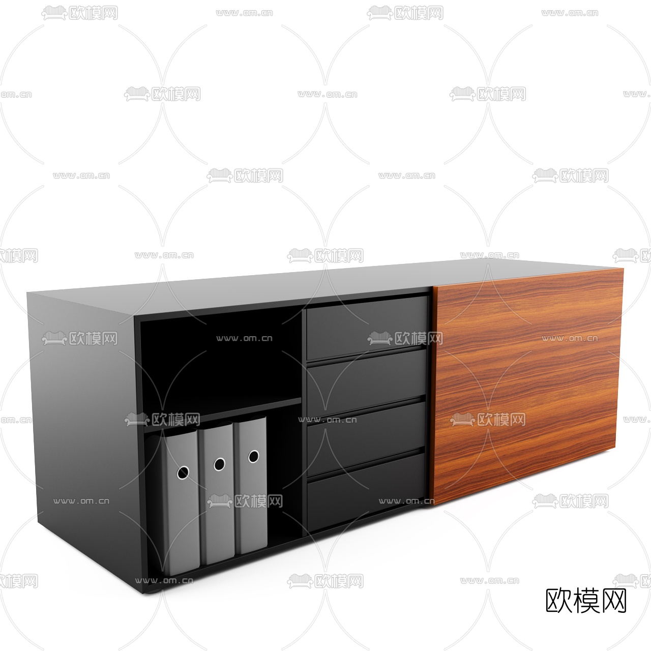 现代实木办公文件柜3D模型