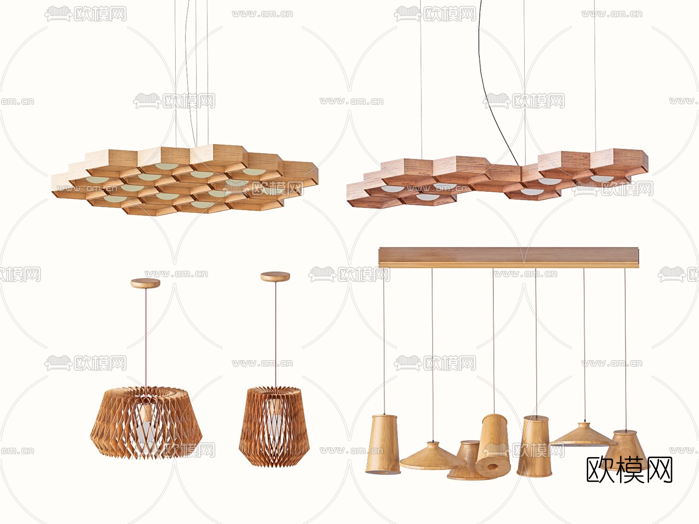 北欧创意吊灯组合3d模型下载