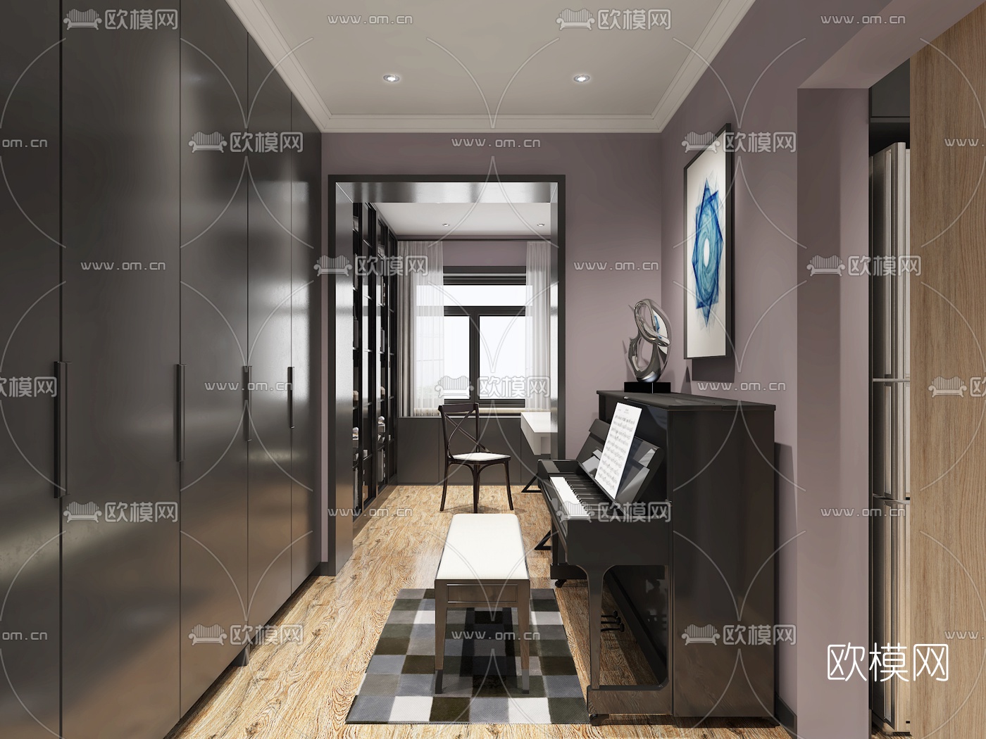 现代卧室琴房厨房3D模型