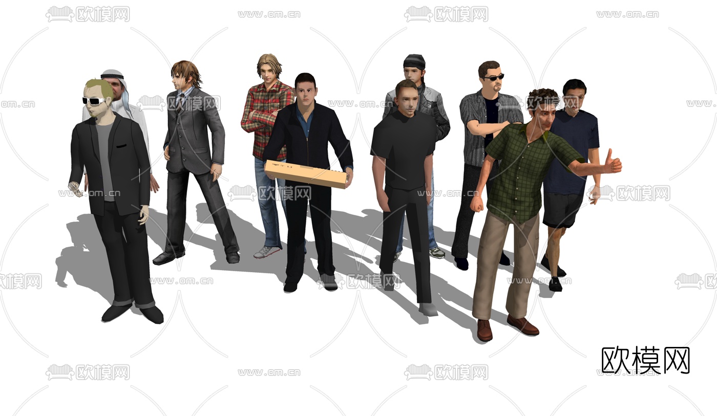 现代人物组合su模型下载