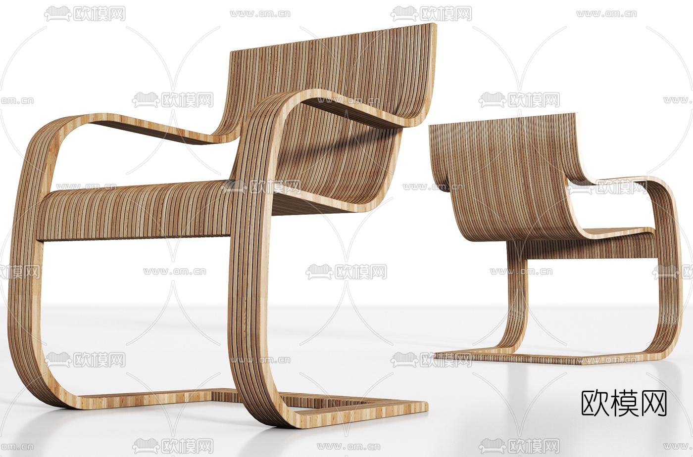 后现代实木休闲椅3d模型下载