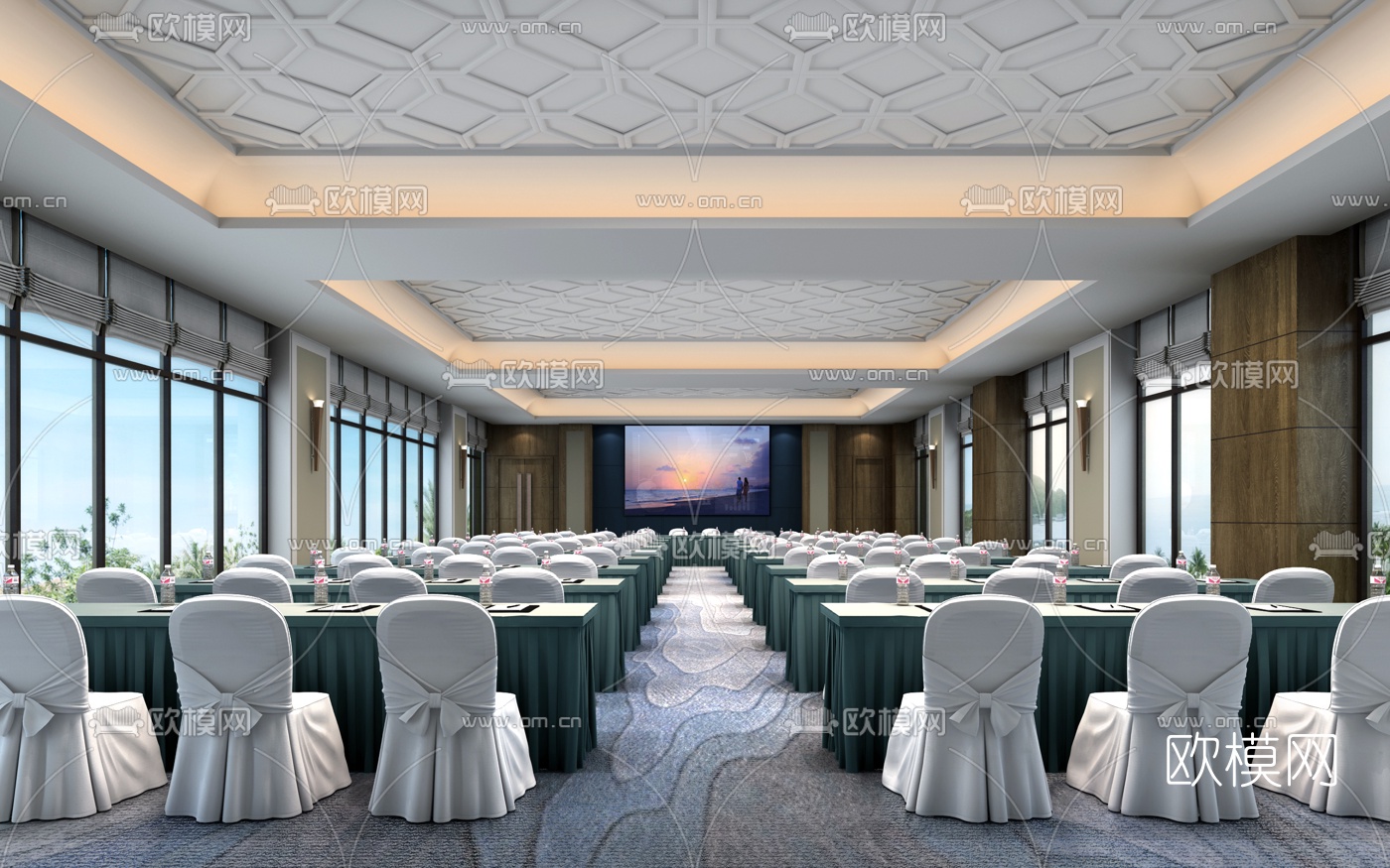 现代酒店大会议室报告厅演讲厅3D模型
