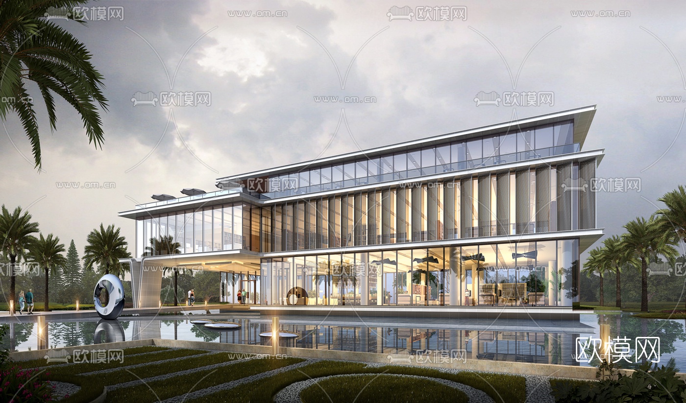 现代售楼处外观3d模型
