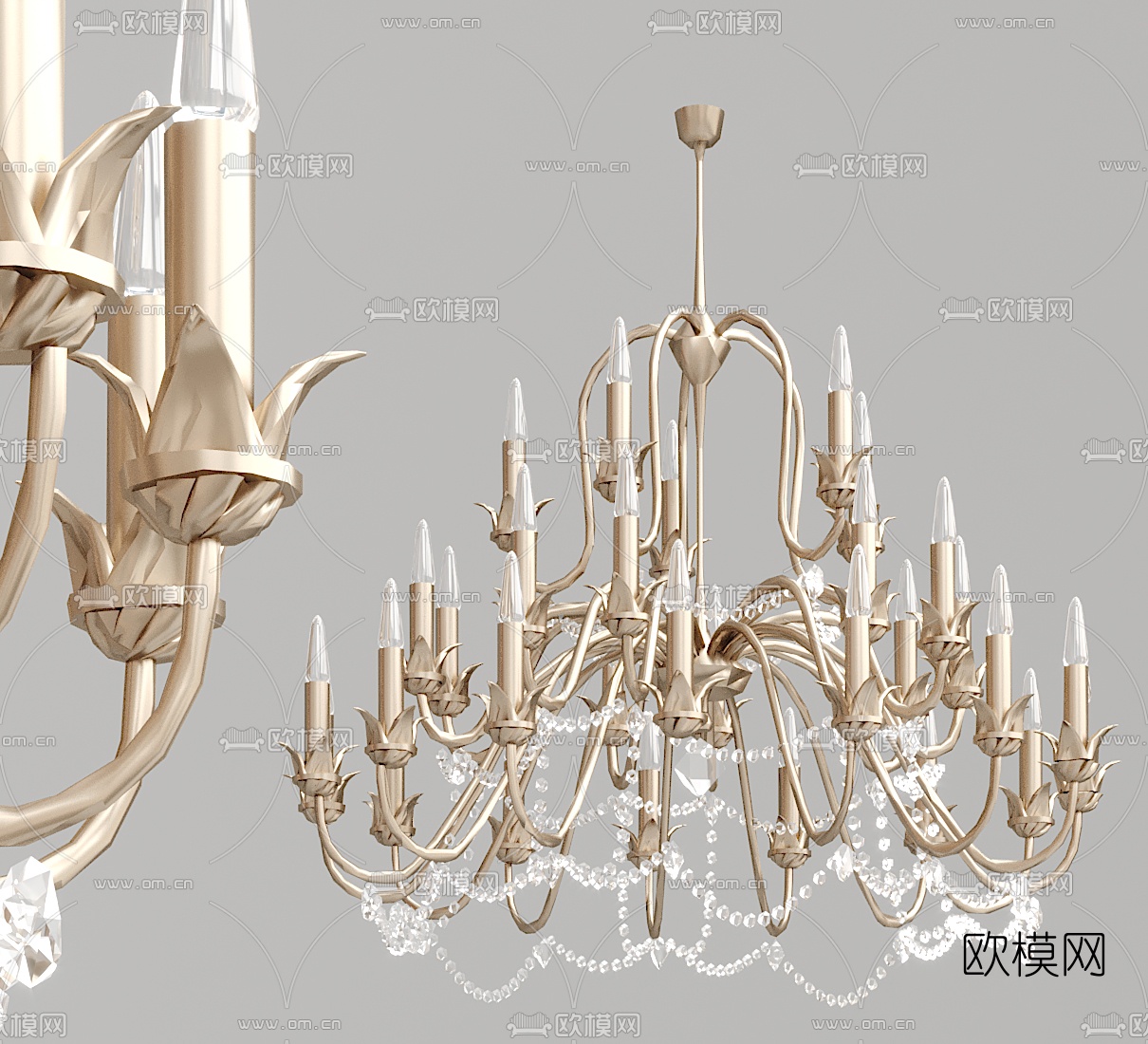 欧式金属烛台吊灯3d模型下载