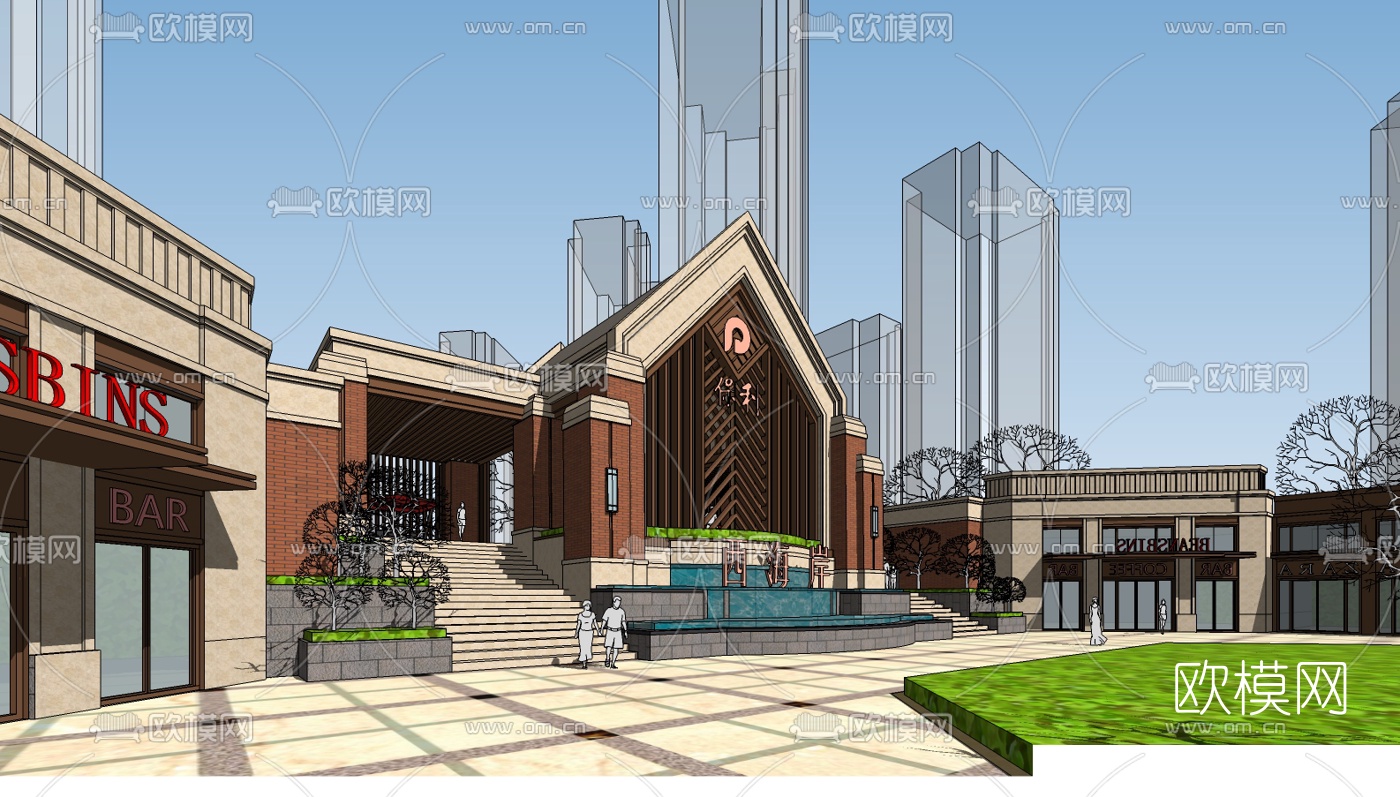 欧式沿街商业建筑su模型