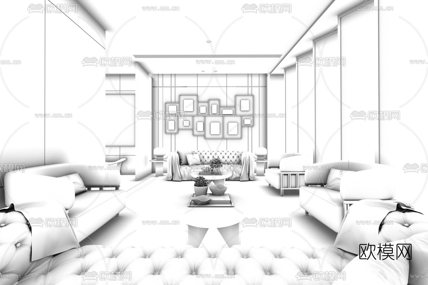布鲁盟设计现代营销中心VIP室3d模型