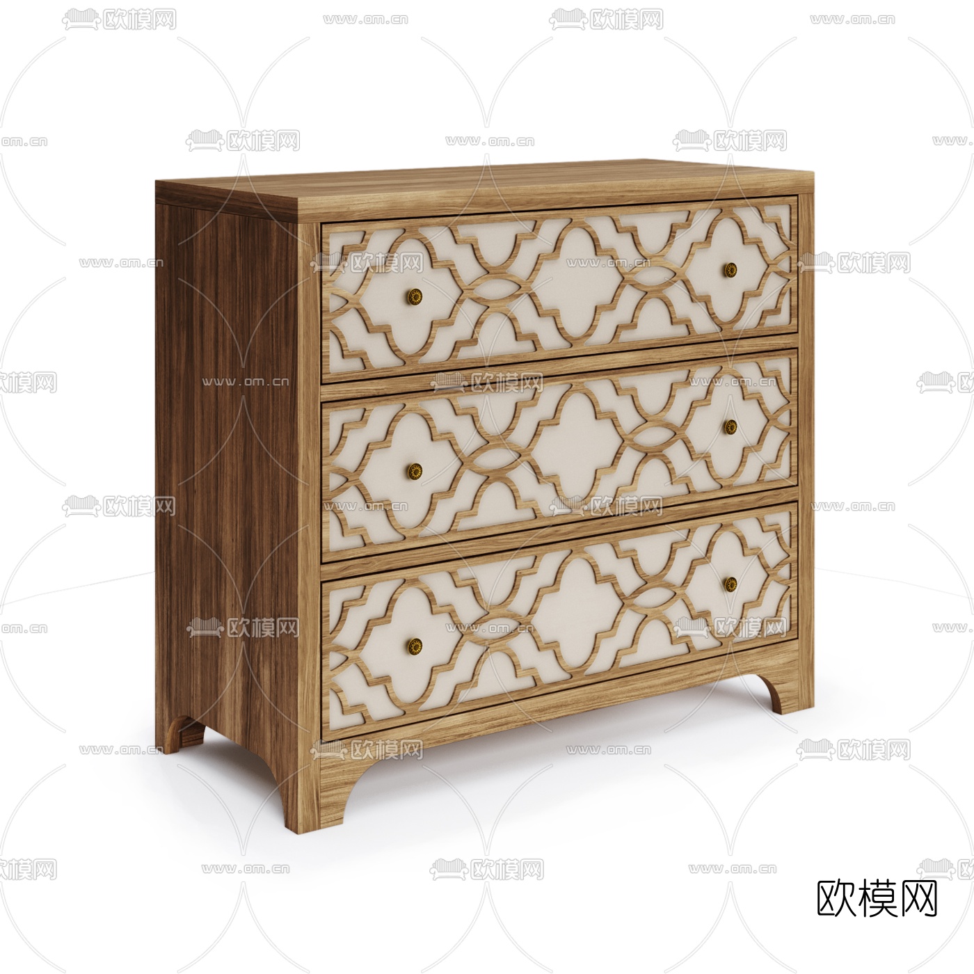 现代实木边柜3d模型