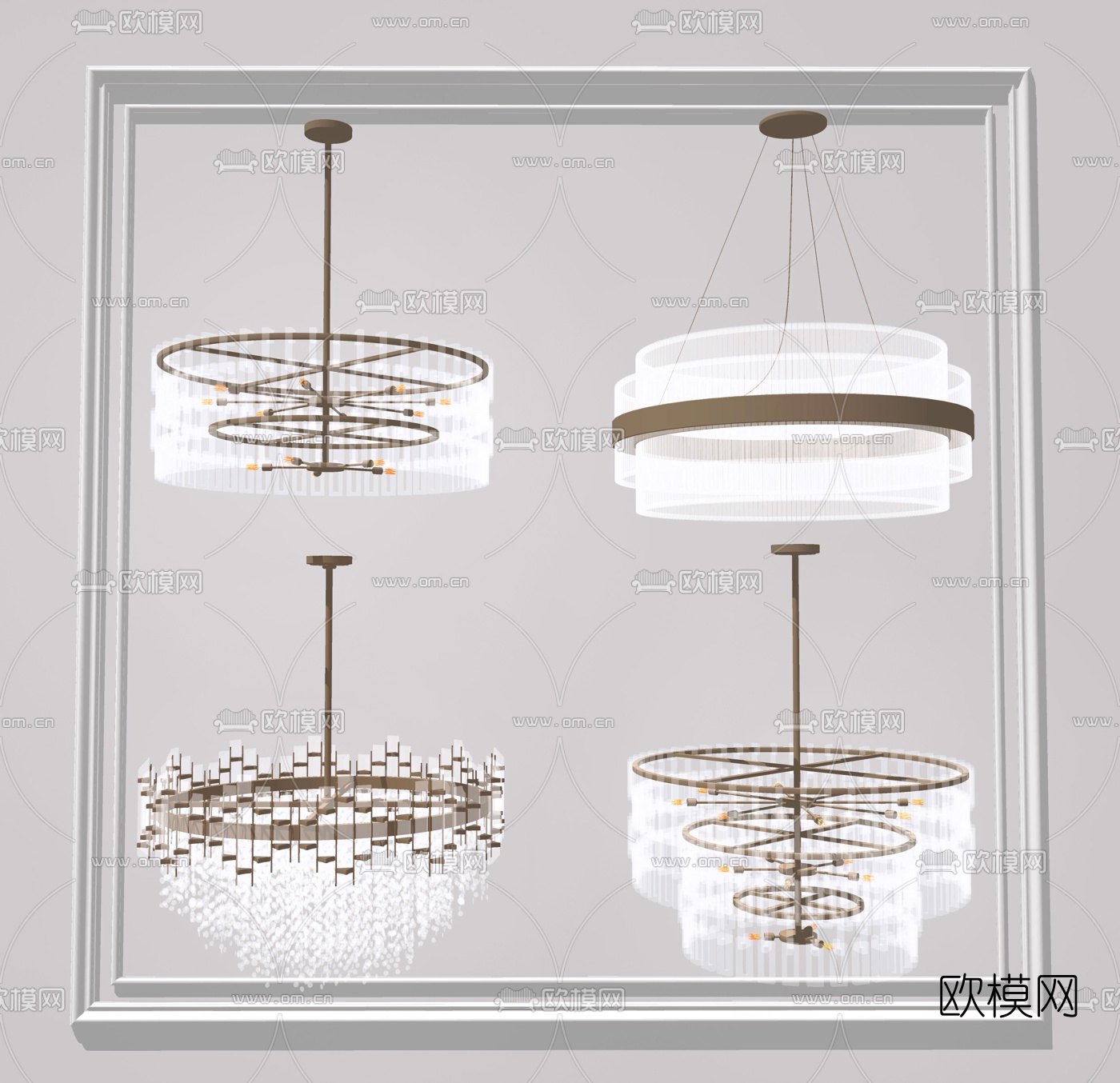 现代水晶吊灯su模型下载（渲染图2）