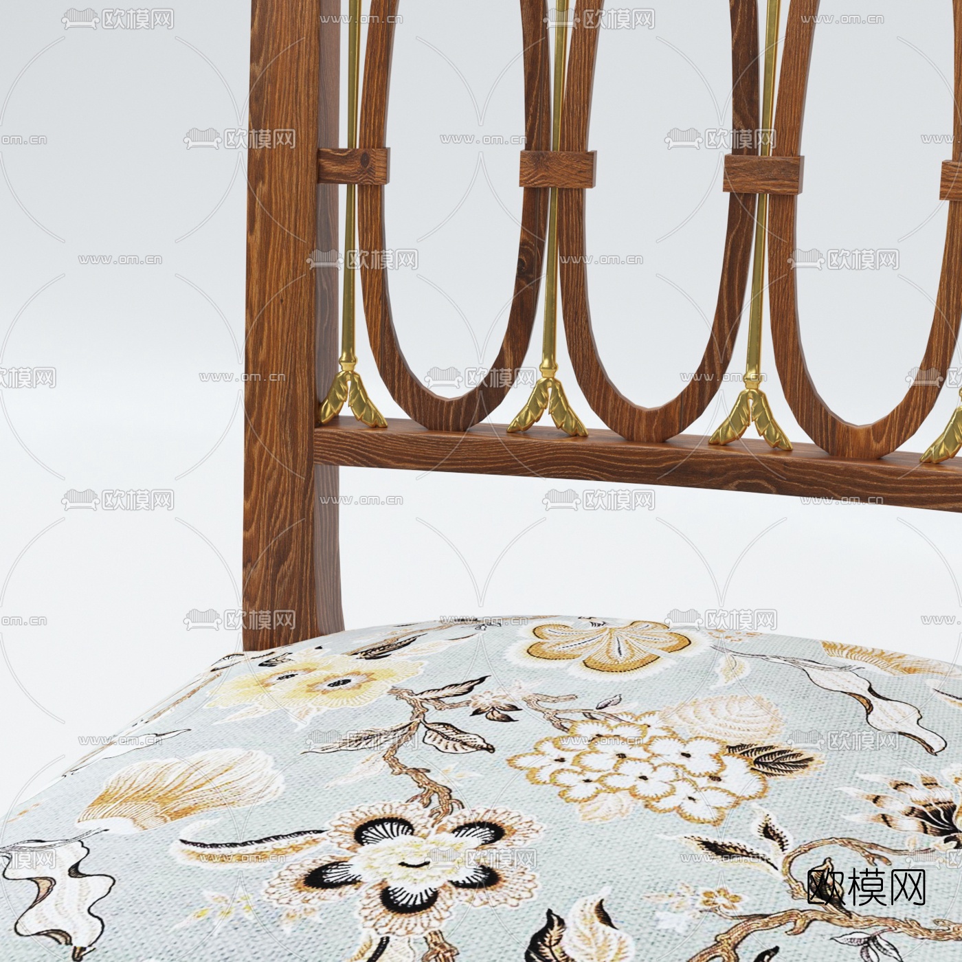 美式田园实木单椅3d模型下载（渲染图3）