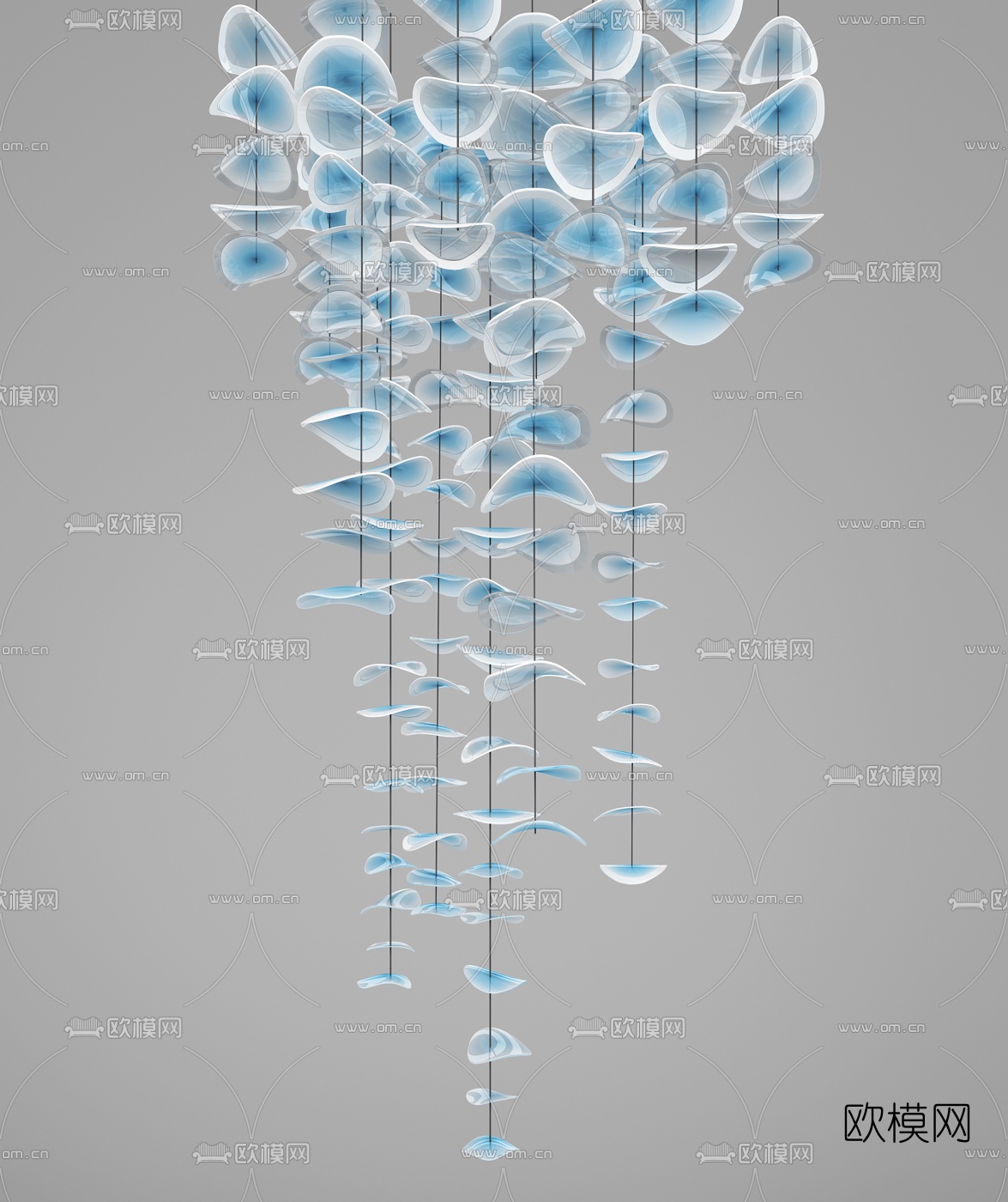 现代水晶片装饰灯3d模型下载（渲染图2）
