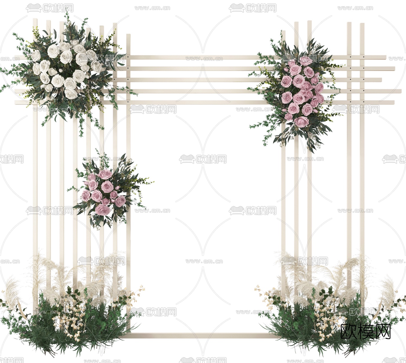 现代婚礼花艺合影区3d模型下载