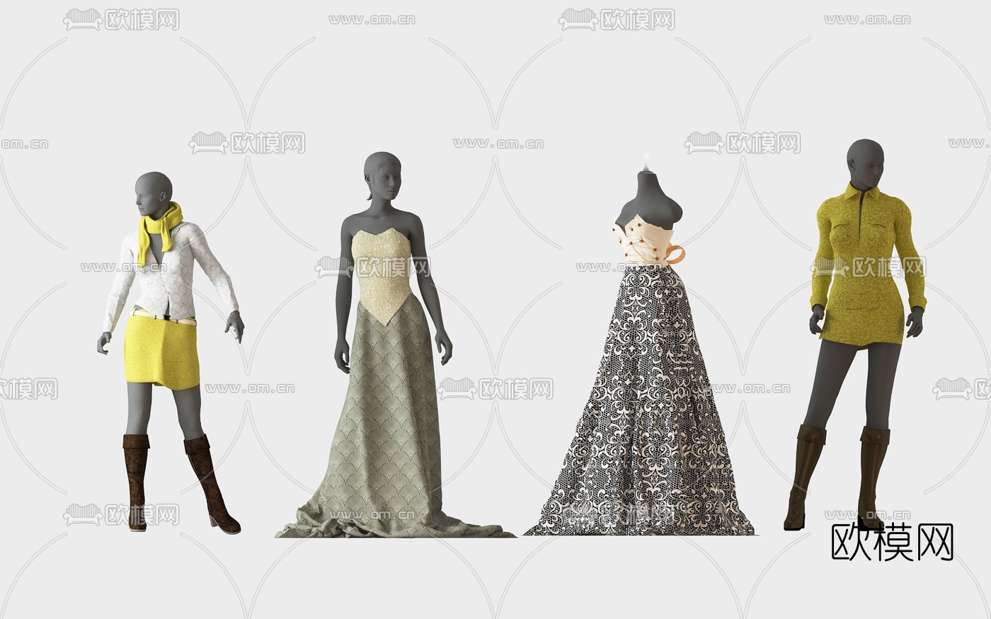 现代人物模特服装3d模型