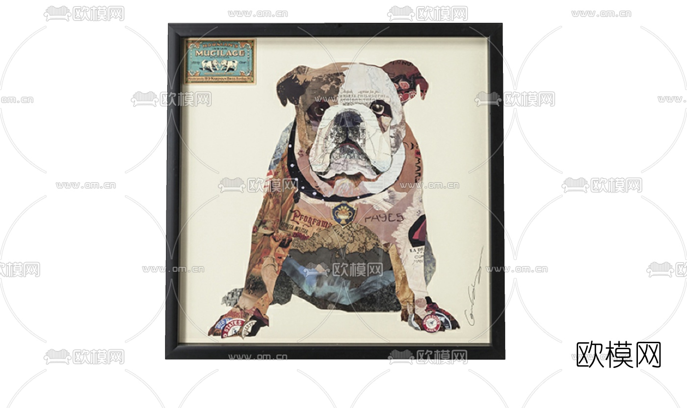 美式哈巴狗装饰画免费su模型下载