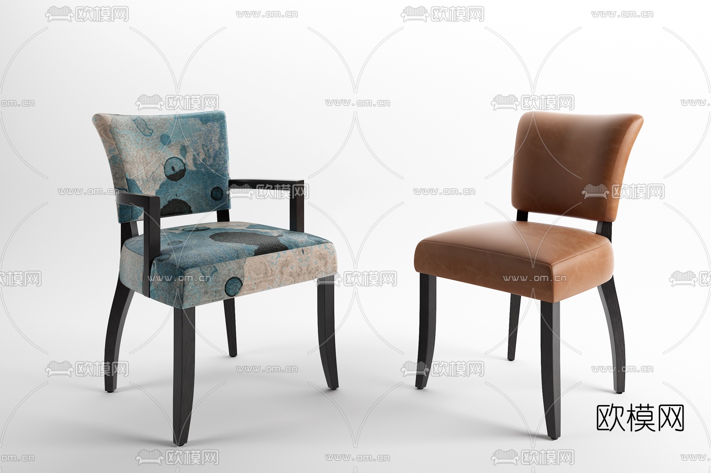 美式皮革单椅3d模型下载